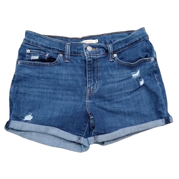[J100] Levi's Mid Length Denim High Waist Shorts, Size 29 - Picture 1 of 4